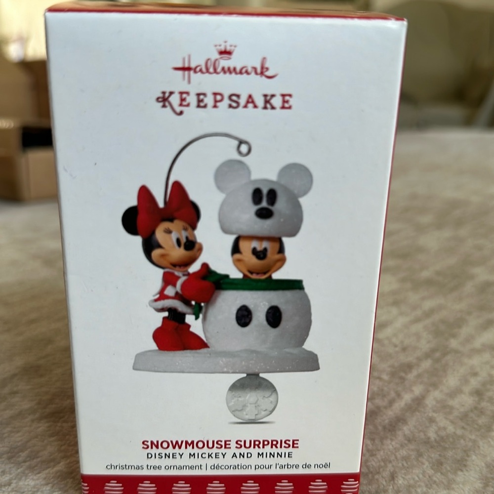Hallmark keepsake Snowmouse surprise ,Disney 2017 Mickey and Minnie ornament.